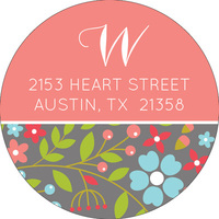Beautiful Floral Banner Round Address Labels