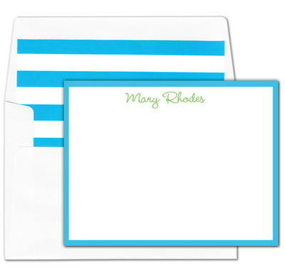 Robin's Egg Blue Border Flat Note Cards