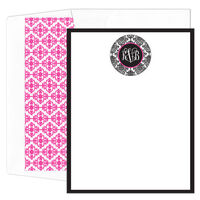 Black and Pink Monogram Note Cards