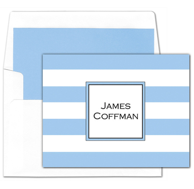 True Blue Stripe Folded Note Cards