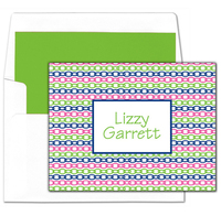 Pink and Green Chain Link Foldover Note Cards