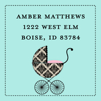 Pink Fancy Carriage Square Address Labels