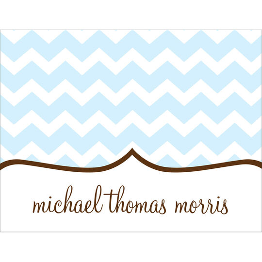 Light Blue Chevron Folded Note Cards