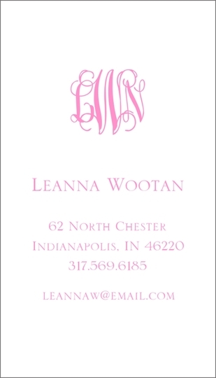 Script Monogram Letterpress Contact Cards