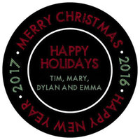Red and Green Round Holiday Gift Stickers