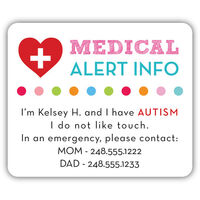 Pink Medical Alert Autism Safety Stickers