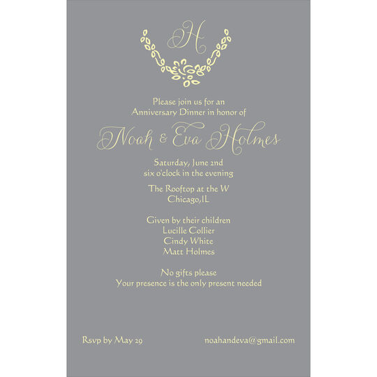 Grey Initial Invitations