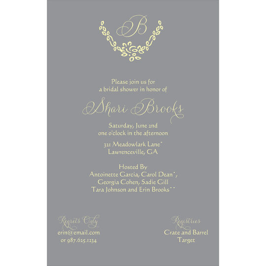 Grey Initial Invitations
