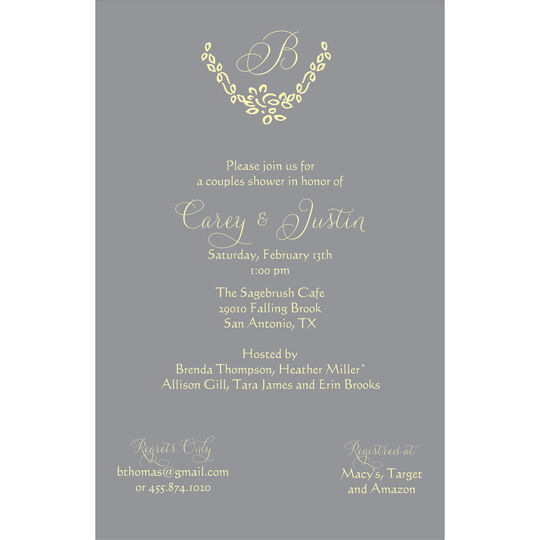 Grey Initial Invitations