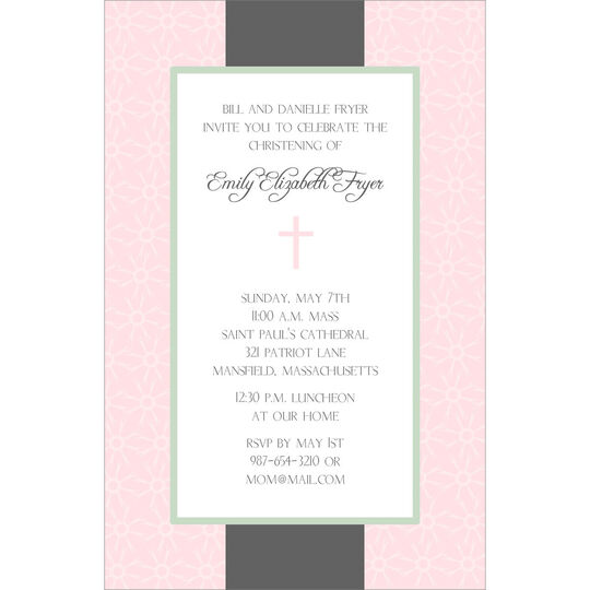 Elegant Pink and Grey Cross Invitations