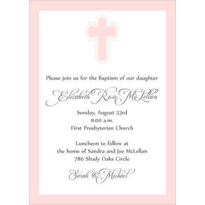 Personalized Pretty Pink Baptism Invitations