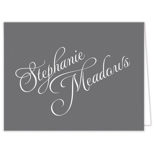 Special Grey Name Folded Note Cards