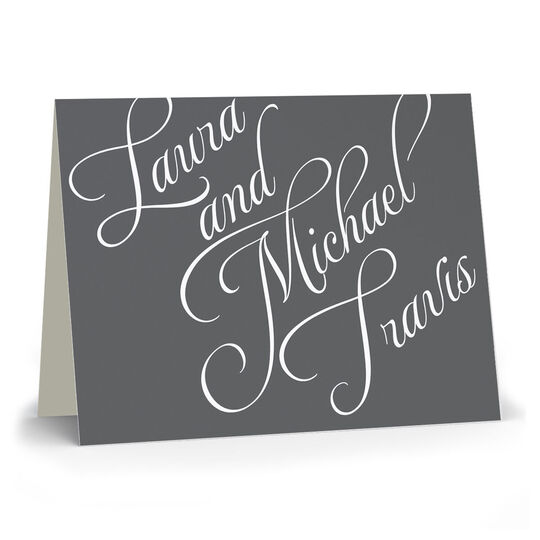Special Grey Name Folded Note Cards