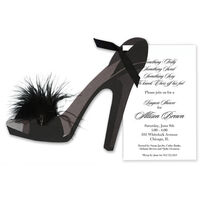 Black Feather High Heel Shoe Die-cut Invitations