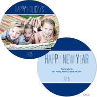 Blue Holiday Round Photo Cards