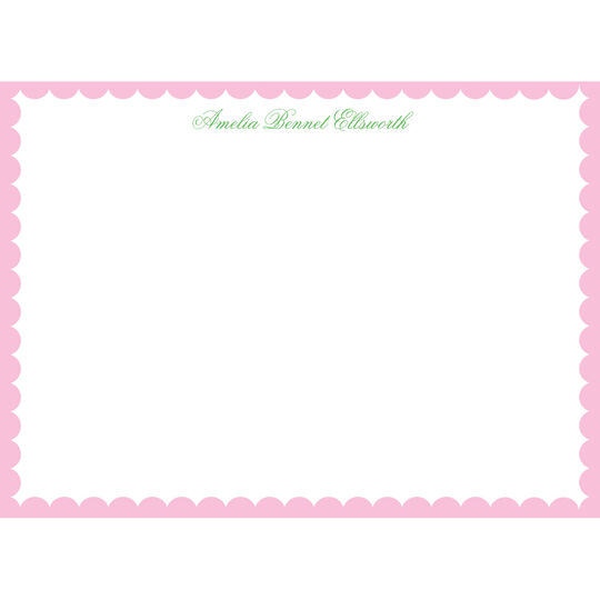 Pink Scallop Flat Note Cards