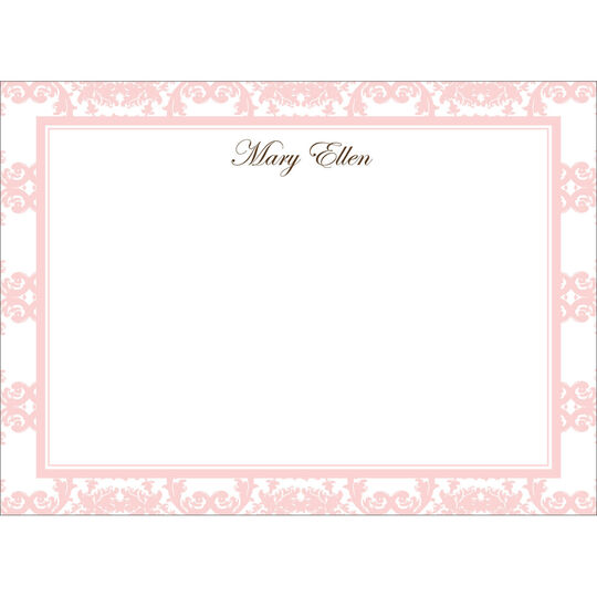 Pink Damask Flat Note Cards