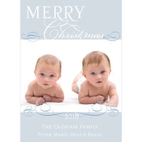 Silver Merry Christmas Photo Cards