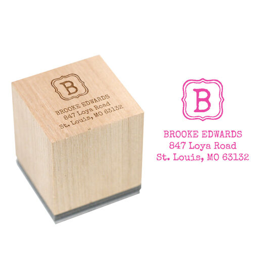 Brooke Initial Wood Block Rubber Stamp