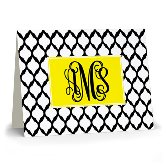 Black Lattice Monogram Folded Note Cards