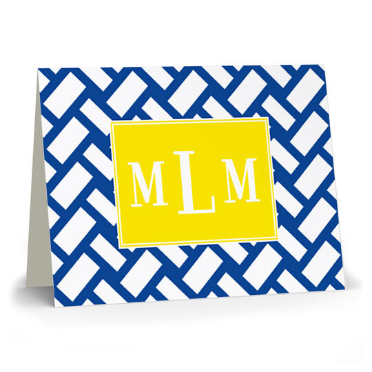 Navy Basketweave Folded Note Cards