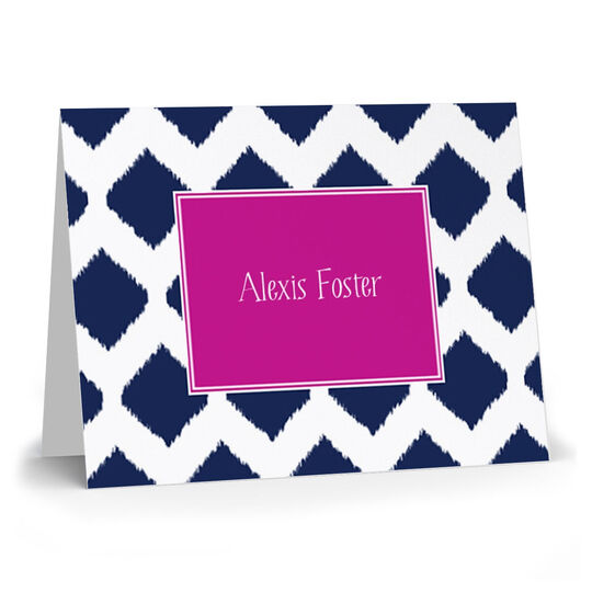 Navy Ikat Folded Note Cards