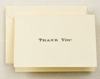 Black Boxed Thank You Folded Note Cards - Hand Engraved