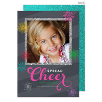 Colorful Snowflakes Cheer Photo Cards