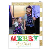 Merry In Gold Holiday Photo Cards
