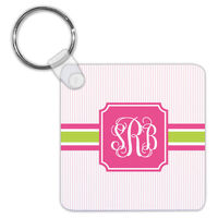 Pink and Green Seersucker Band Key Chain