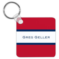 Red and Navy Stripe Key Chain