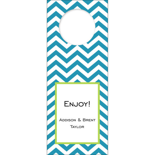 Turquoise Chevron Wine Tags