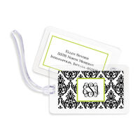 Madison Damask White with Black Luggage Tags