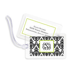 Madison Damask White with Black Luggage Tags