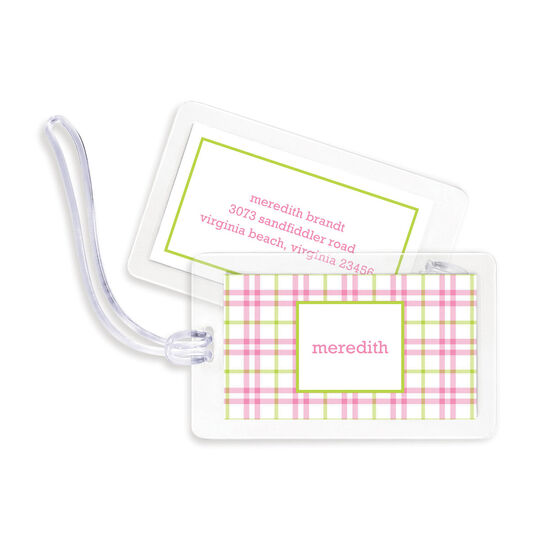 Miller Check Pink and Green Luggage Tags
