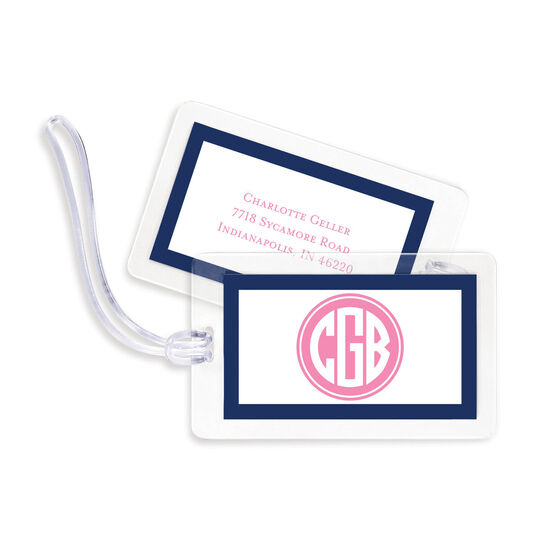 Navy Border Luggage Tags