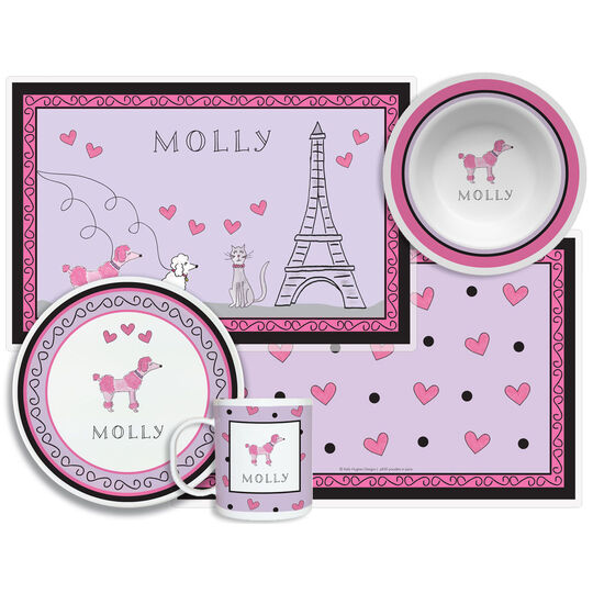 Poodles in Paris 4-Piece Dinnerware Set