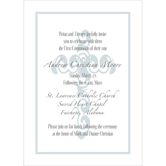 Decorative Cross in Blue Invitations