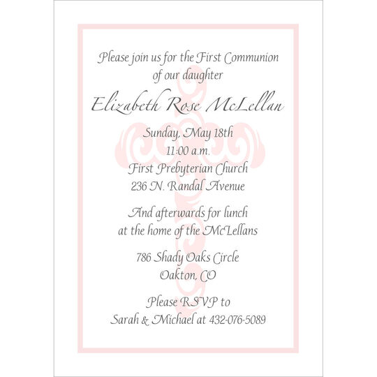Decorative Cross in Pink Invitations