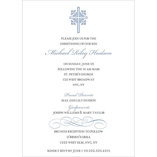 Blue Ornate Scroll Invitations