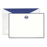 Navy Border White Correspondence Cards