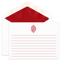 Simply Monogram Flat Note Cards with Writing Lines