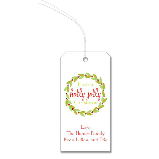 Holly Wreath Large Hanging Gift Tags
