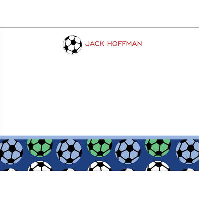 Personalized Boys Soccer Flat Note Cards