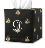 Brocade Fabric Embroidered Initial Tissue Box