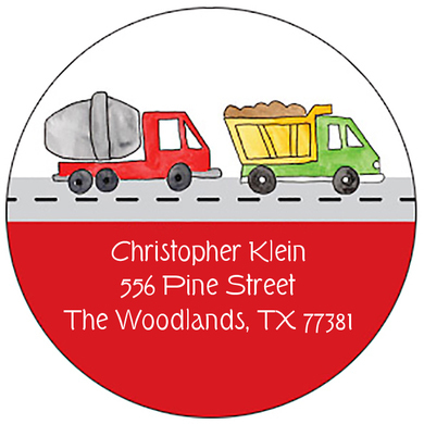 Construction Zone Round Address Labels