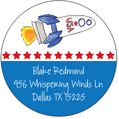 Blast Off Round Address Labels