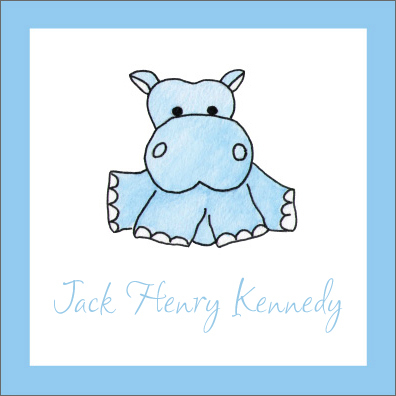 Blue Hippo Square Stickers