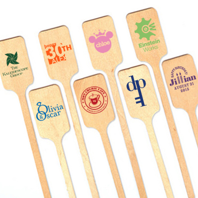 Rectangle Top 6 in. Wood Stir Sticks with Your 1-Color Artwork