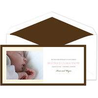 Brown and Ivory Photo Birth Announcements
